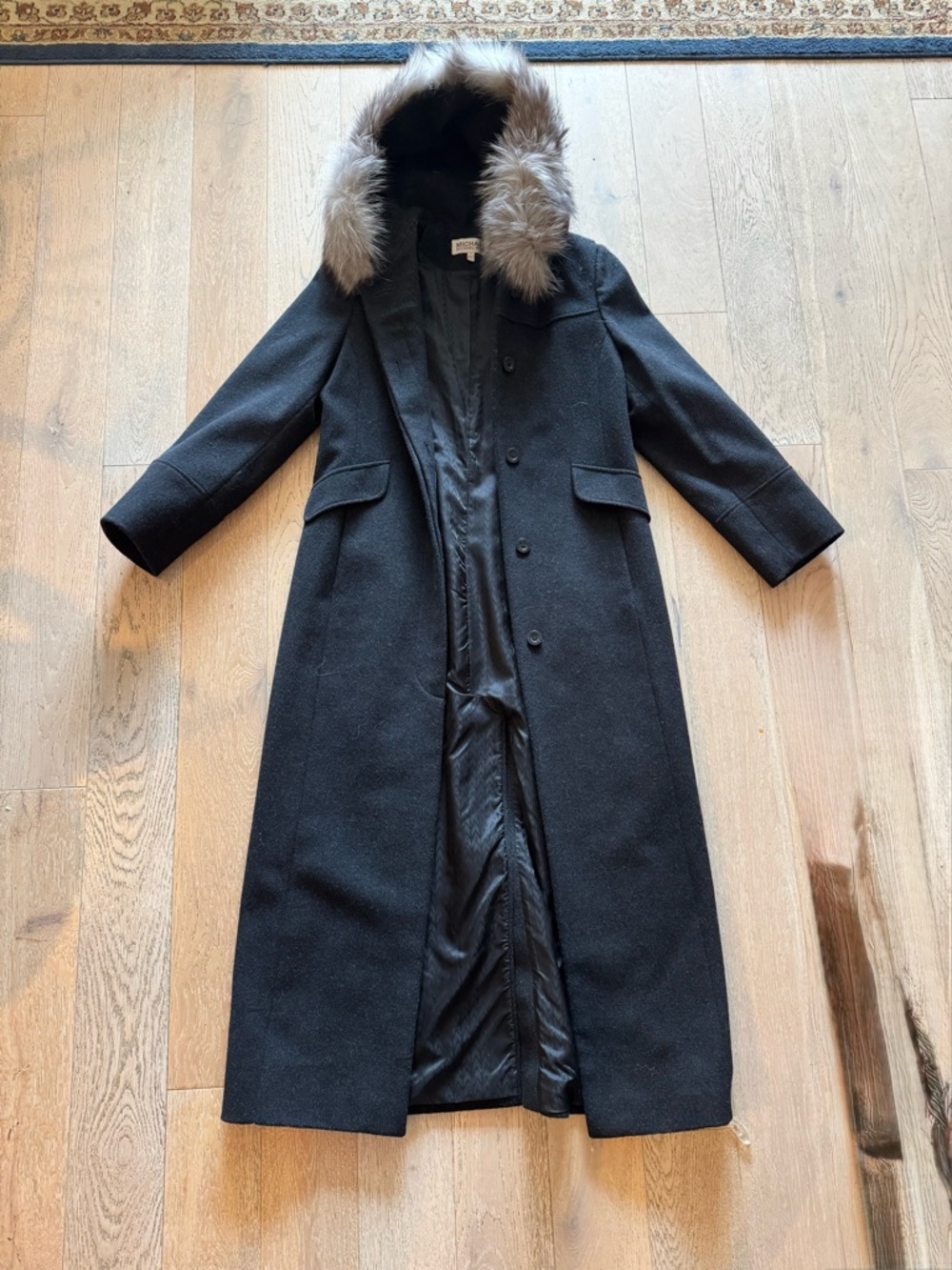 Michael Kors Black Wool Coat with Dark Lining